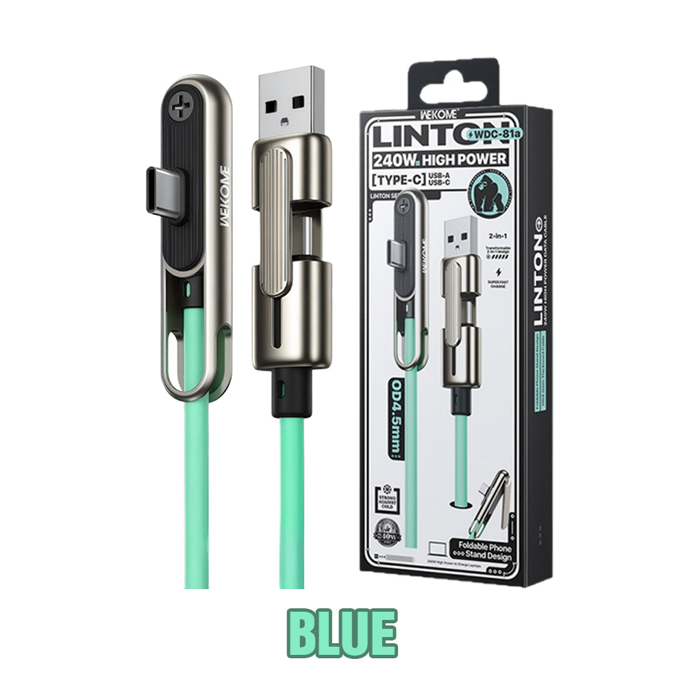 Flat USB-C Travel Cable with Stand