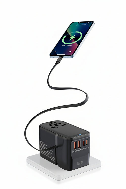 65W GaN Travel Adapter with Retractable USB-C Cable