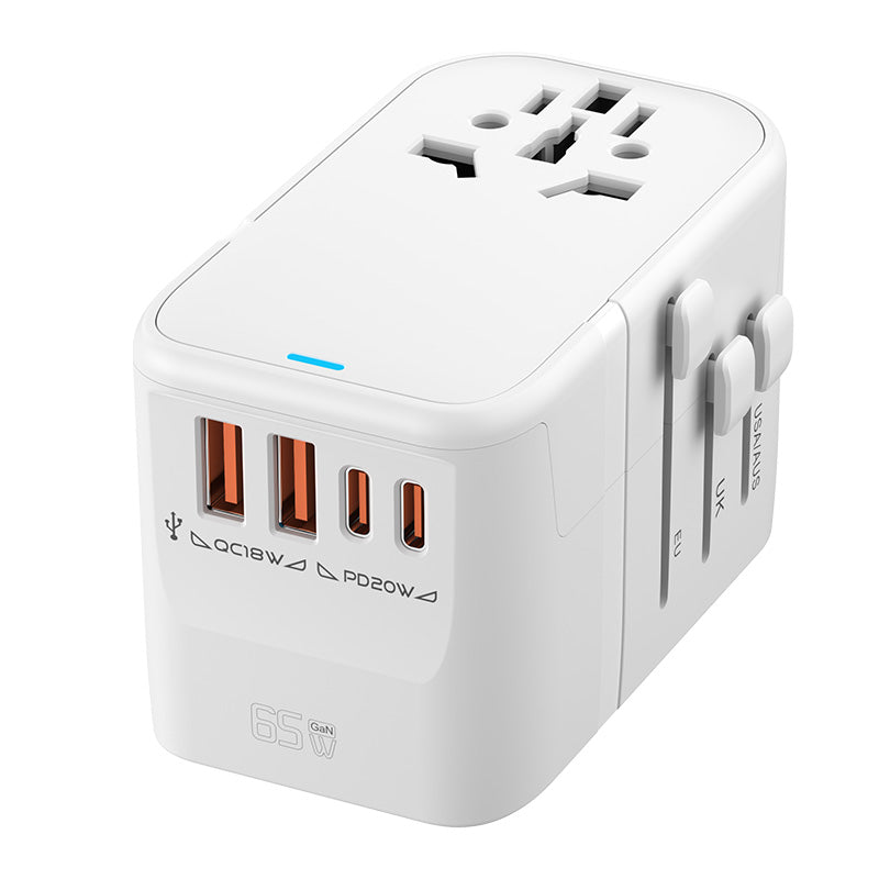 65W GaN Travel Adapter with Retractable USB-C Cable
